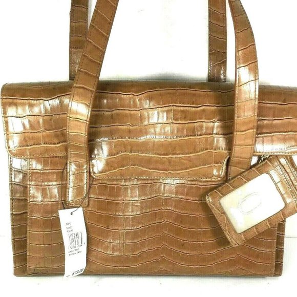 Jones New York Cognac Brown Faux Leather Tote Bag - Picture 1 of 8